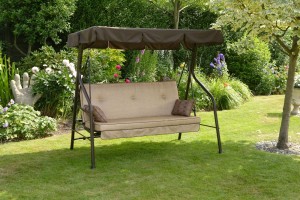 UKG50093-1_Luxury_Beige_3_Seater_Garden_Swing_Seat_Swing_Bed_Hammock_With_Deep_Cushions_Adjustable_Canopy